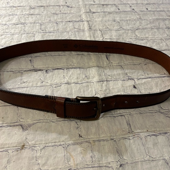 COLUMBIA CHUNKY THICK VINTAGE BROWN BELT STITCHING DETAILS MENS BELT SIZE 40 - Picture 8 of 9